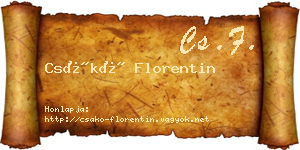 Csákó Florentin névjegykártya